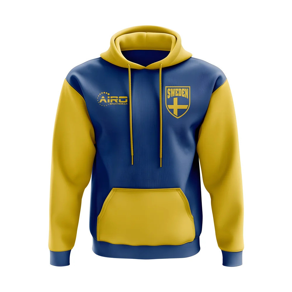 Sweden Concept Country Football Hoody (Blue) Polyester Made By: Airo Sportswear Men's Blue 4XL