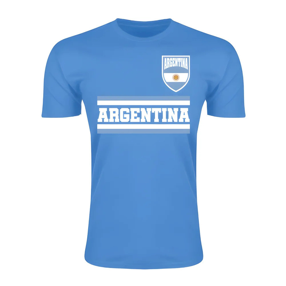 Argentina Core Football Country T-Shirt (Sky) Polyester Uksoccershop Men's Sky Blue Medium