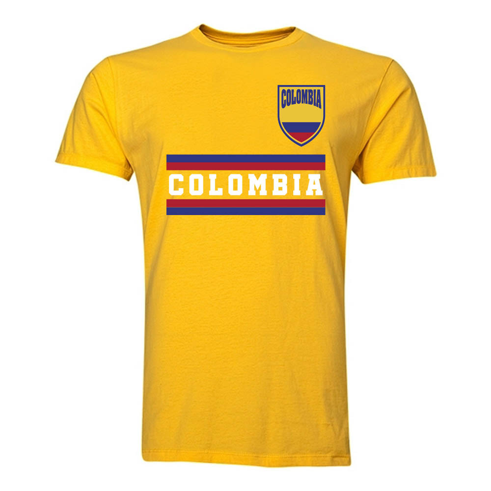 Colombia Core Football Country T-Shirt (Yellow) Polyester Uksoccershop Men's Yellow Medium