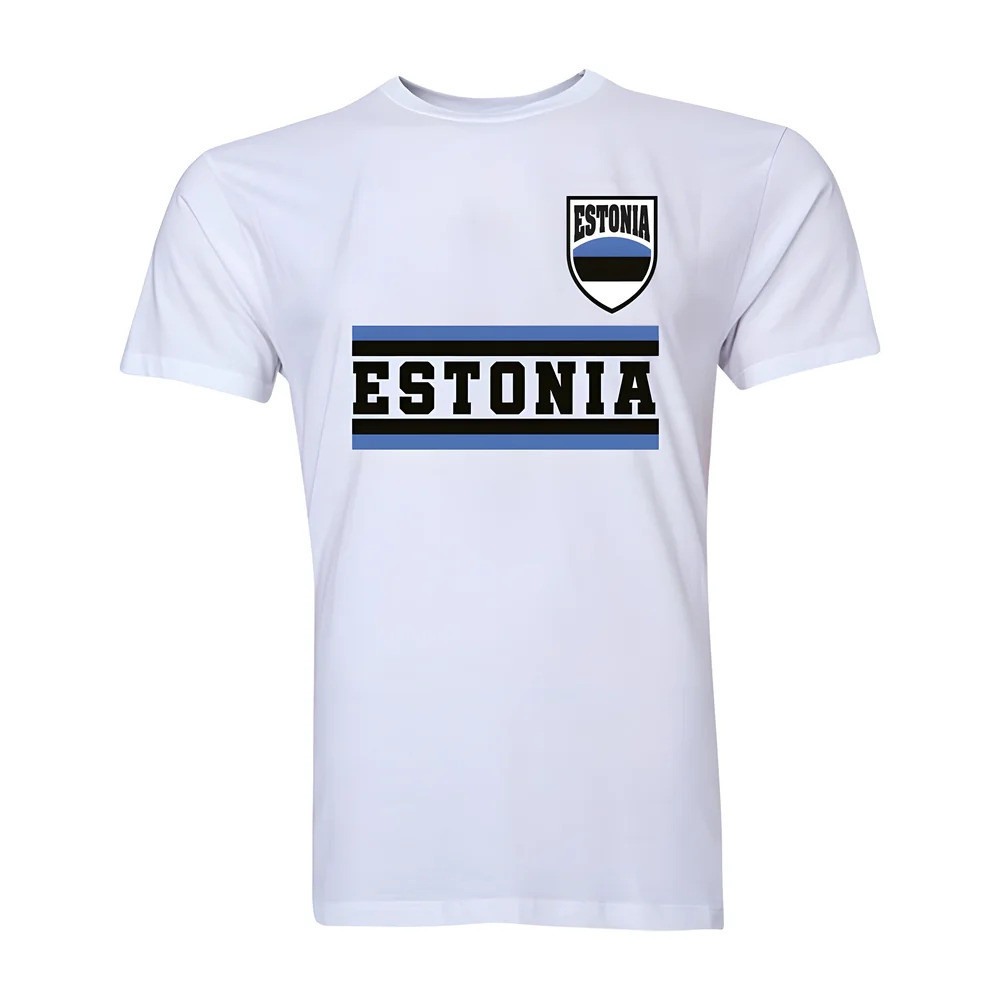 Estonia Core Football Country T-Shirt (White) Polyester Luca Toni Cook Islands Uksoccershop Men's White Medium