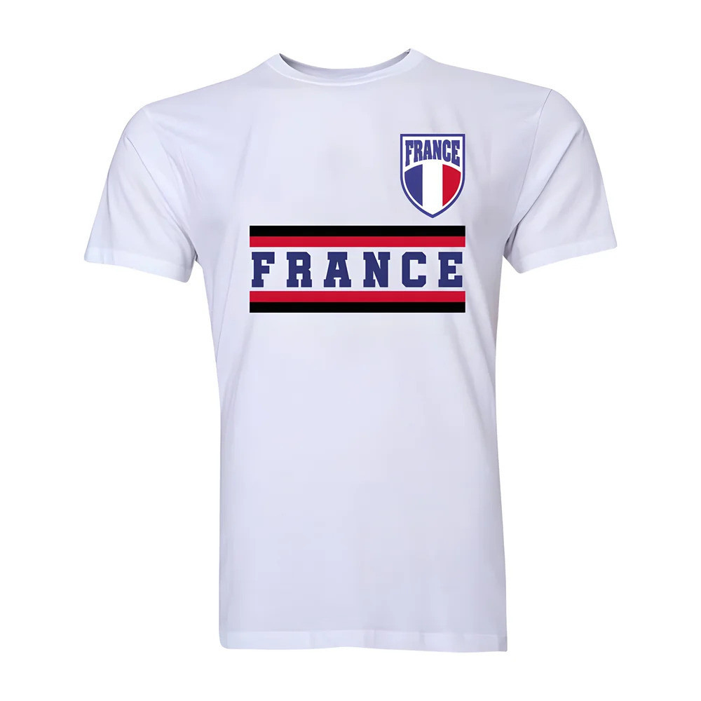 France Core Football Country T-Shirt (White) Polyester Uksoccershop Men's White Medium