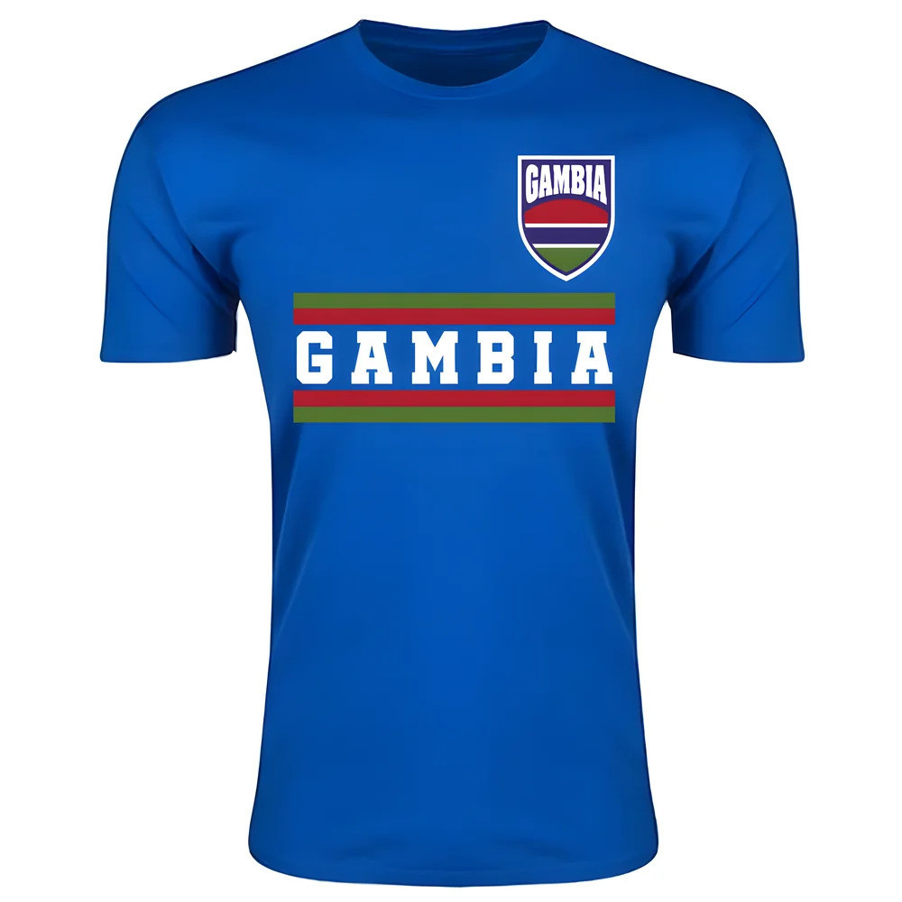 Gambia Core Football Country T-Shirt (Blue) Polyester Cook Islands Uksoccershop Men's Blue Medium