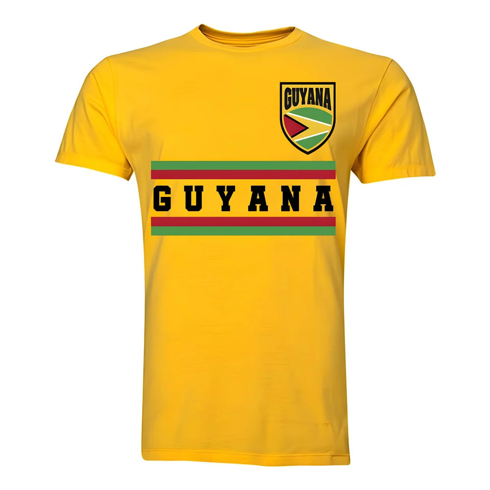 Guyana Core Football Country T-Shirt (Yellow) Polyester Cook Islands Uksoccershop Men's Yellow Medium
