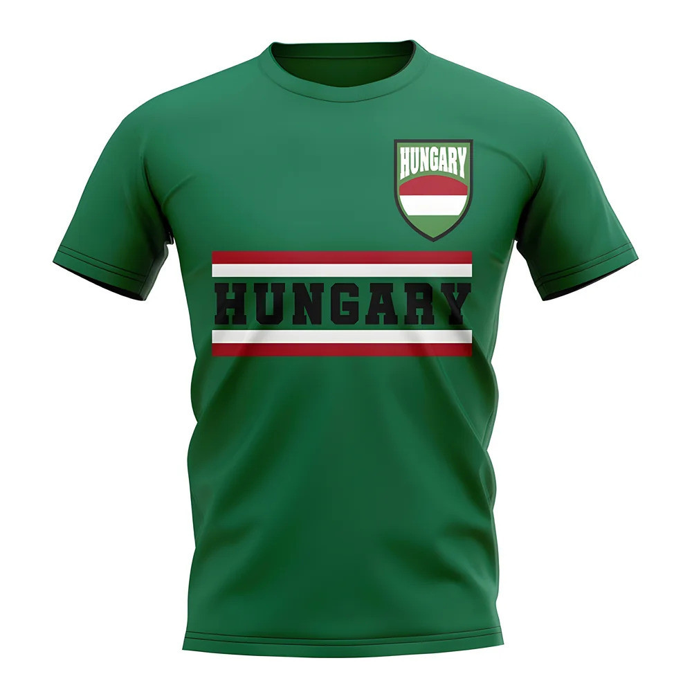 Hungary Core Football Country T-Shirt (Green) Polyester Uksoccershop Men's Green Xxl