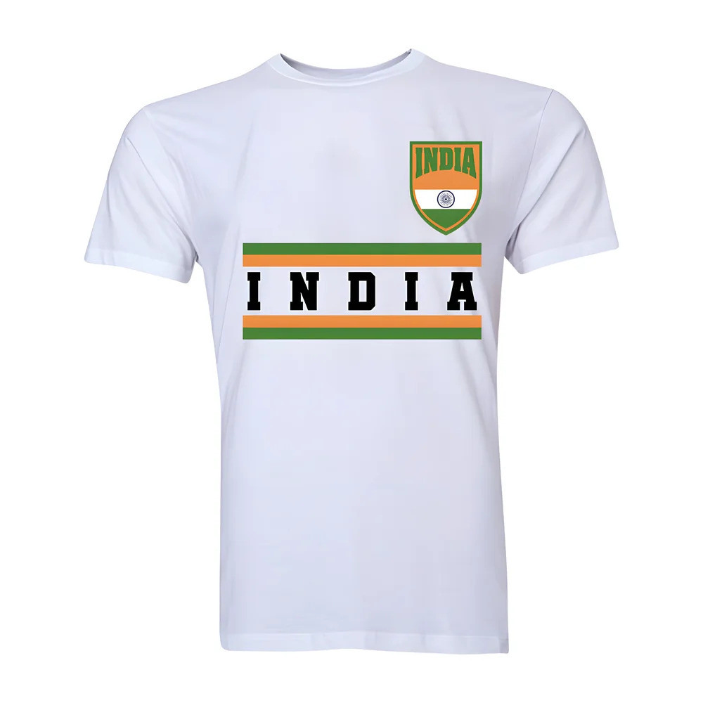 India Core Football Country T-Shirt (White) Polyester Uksoccershop Men's White Large