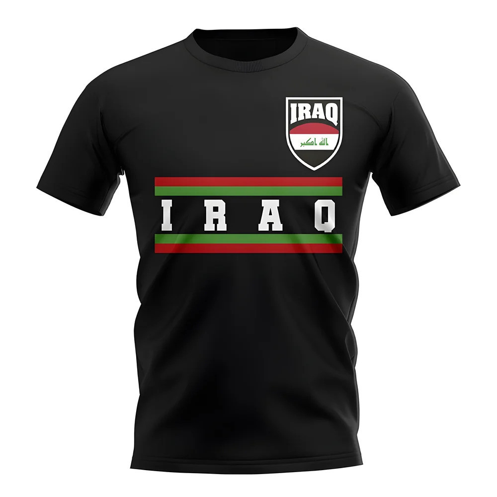 Iraq Core Football Country T-Shirt (Black) Polyester Uksoccershop Men's Black Extra Small