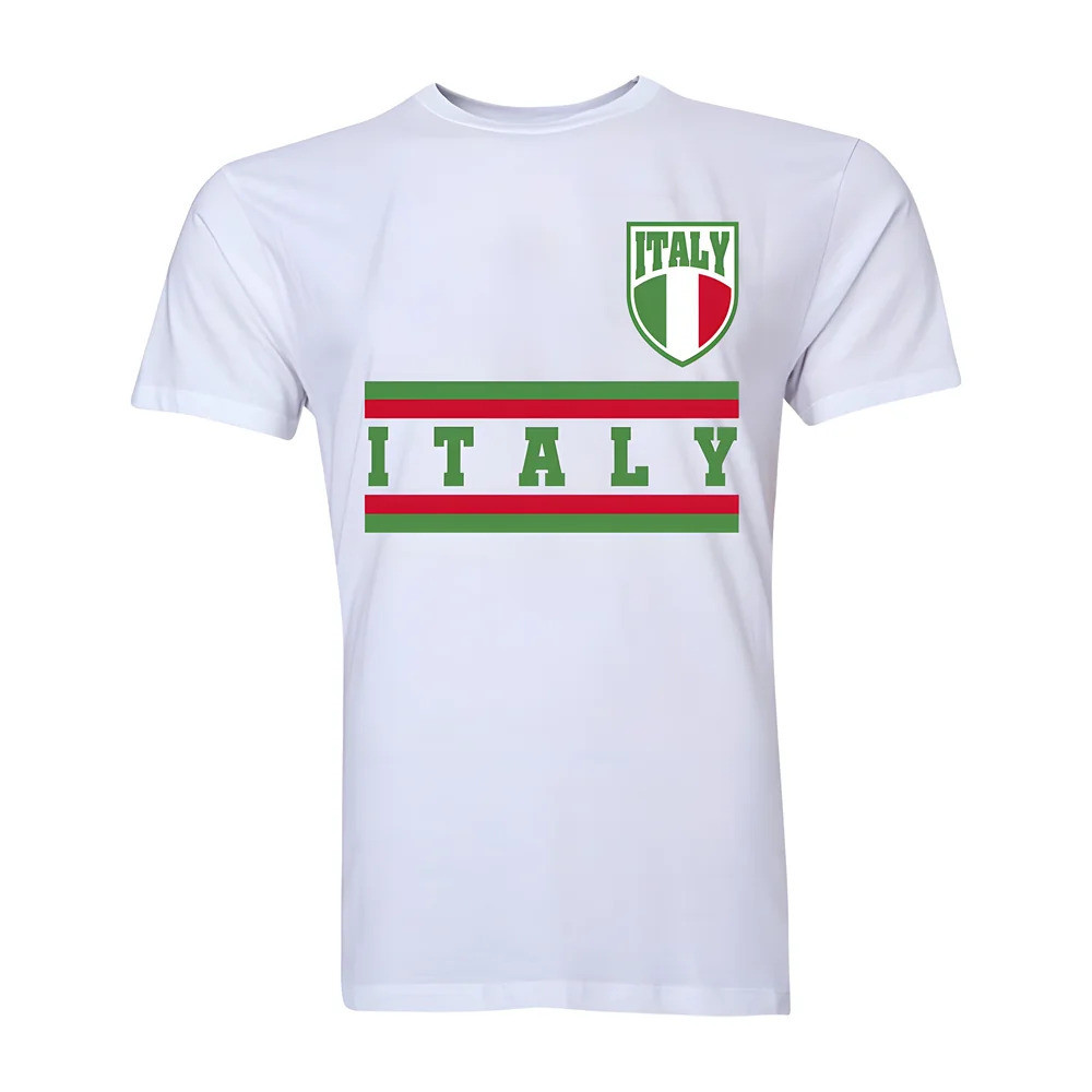 Italy Core Football Country T-Shirt (White) Polyester Uksoccershop Men's White Small