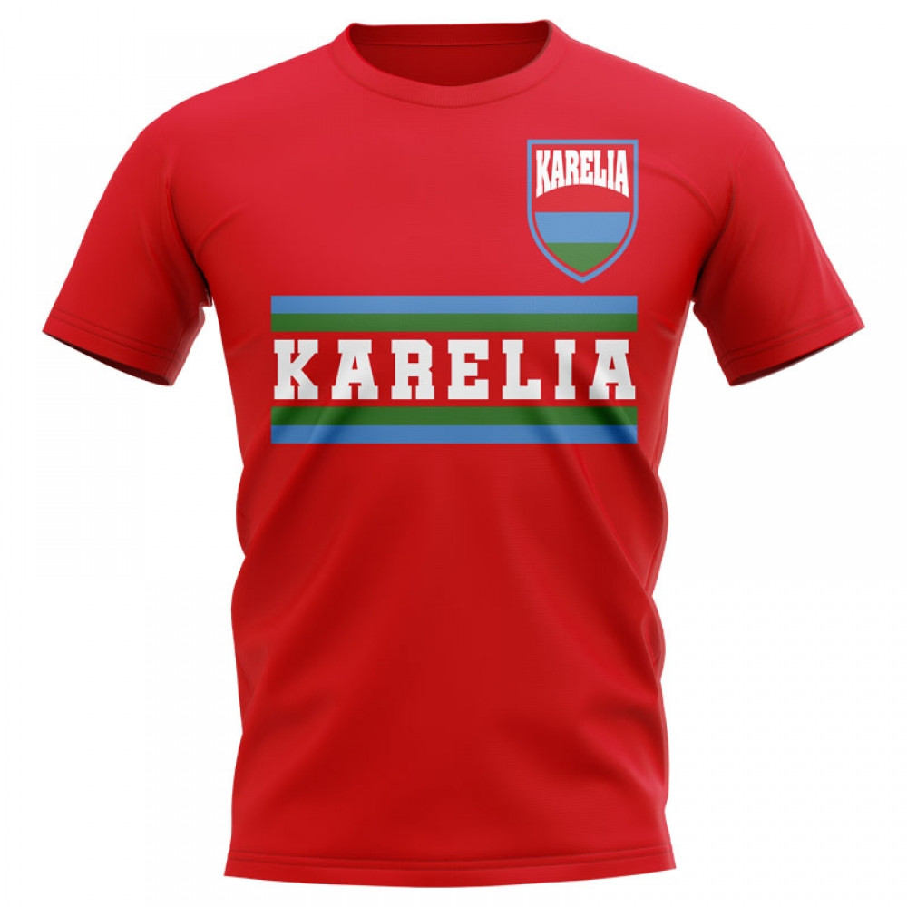 Karelia Core Football Country T-Shirt (Red) Polyester Cook Islands Uksoccershop Men's Red Medium