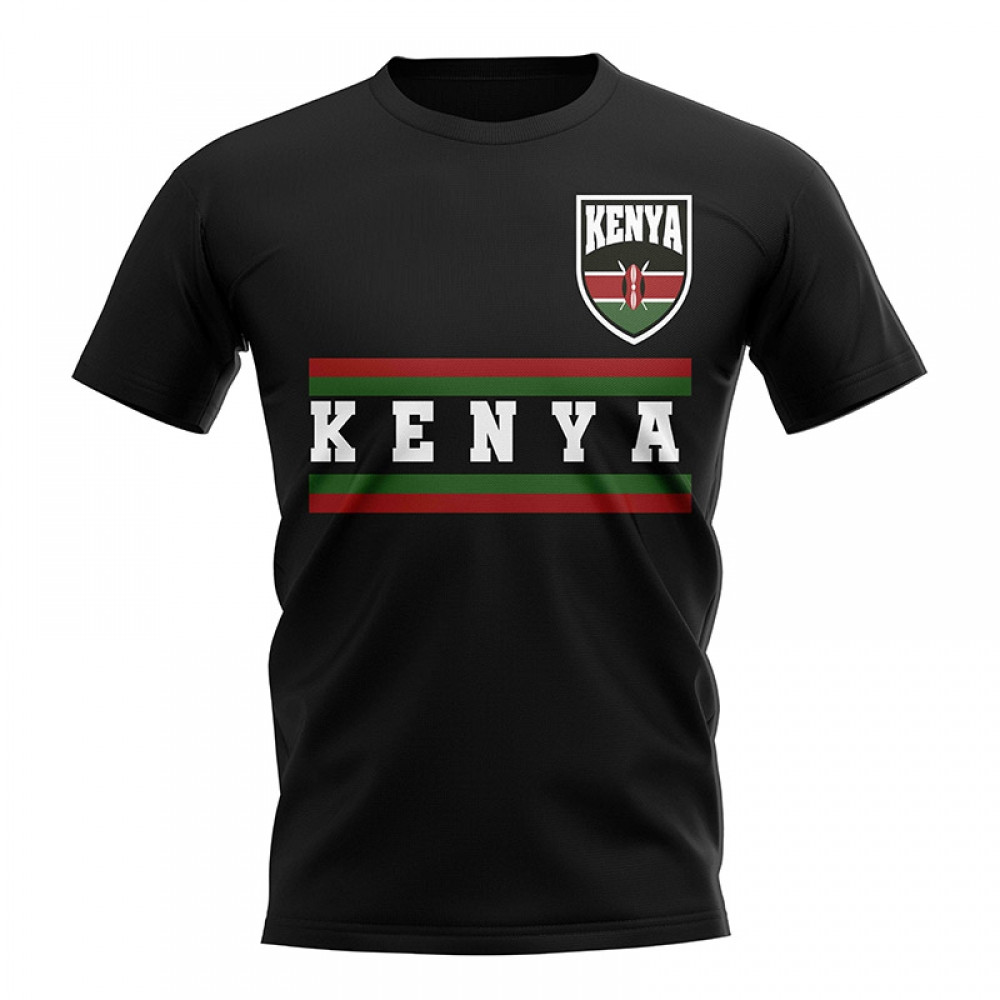 Kenya Core Football Country T-Shirt (Black) Polyester Uksoccershop Men's Black Extra Large