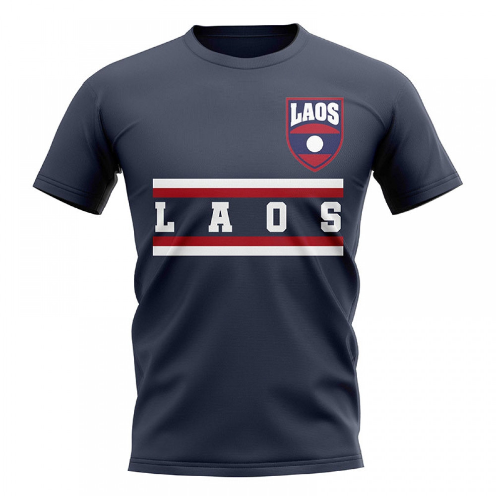 Laos Core Football Country T-Shirt (Navy) Polyester Cook Islands Uksoccershop Men's Navy Medium