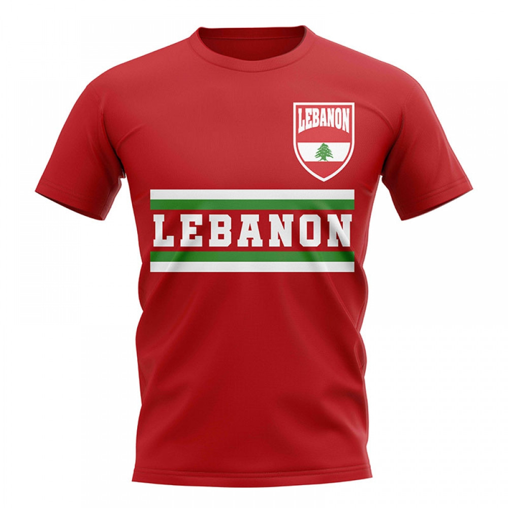 Lebanon Core Football Country T-Shirt (Red) Polyester Cook Islands Uksoccershop Men's Red Small