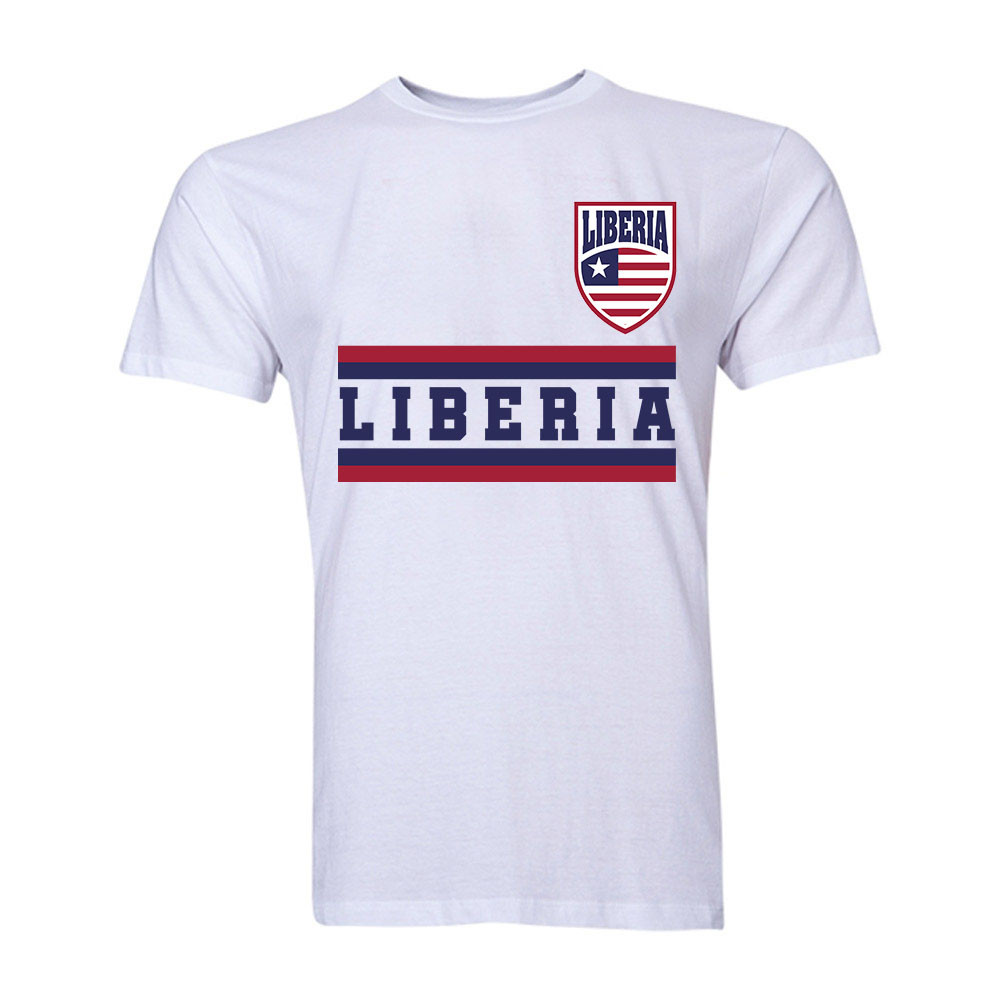 Liberia Core Football Country T-Shirt (White) Polyester Cook Islands Uksoccershop Men's White Large