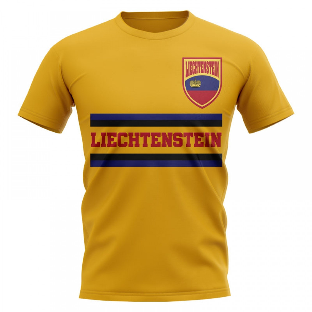 Liechtenstein Core Football Country T-Shirt (Yellow) Polyester Cook Islands Uksoccershop Men's Yellow Large
