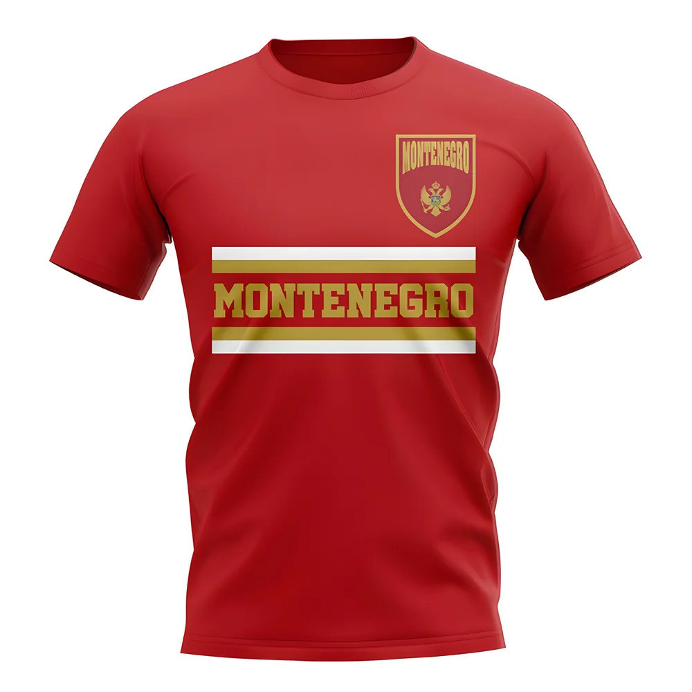 Montenegro Core Football Country T-Shirt (Red) Polyester Cook Islands Uksoccershop Men's Red Medium