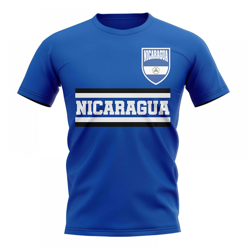 Nicaragua Core Football Country T-Shirt (Blue) Polyester Uksoccershop Men's Blue Extra Large