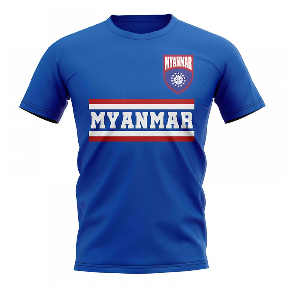 Myanmar Core Football Country T-Shirt (Blue) Polyester Cook Islands Uksoccershop Men's Blue Xxl