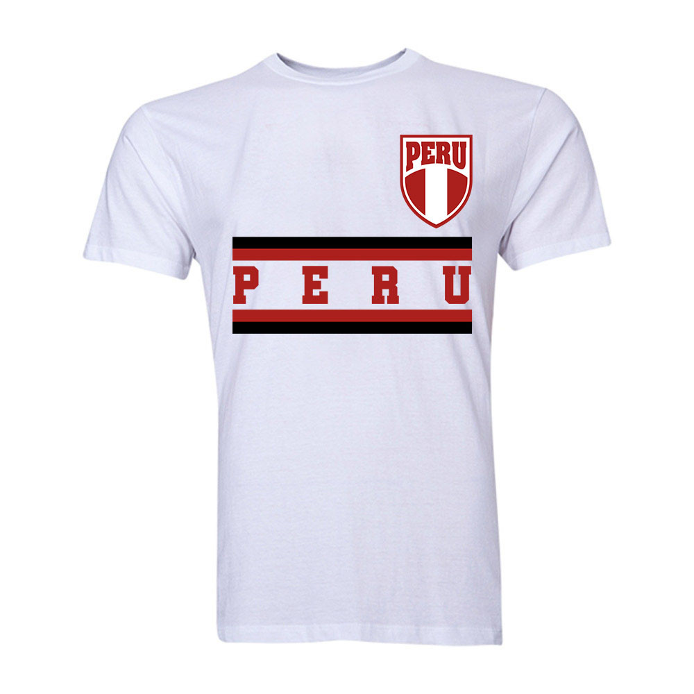 Peru Core Football Country T-Shirt (White) Polyester Uksoccershop Men's White Xxl