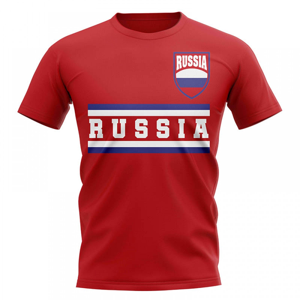 Russia Core Football Country T-Shirt (Red) Polyester Uksoccershop Men's Red Large
