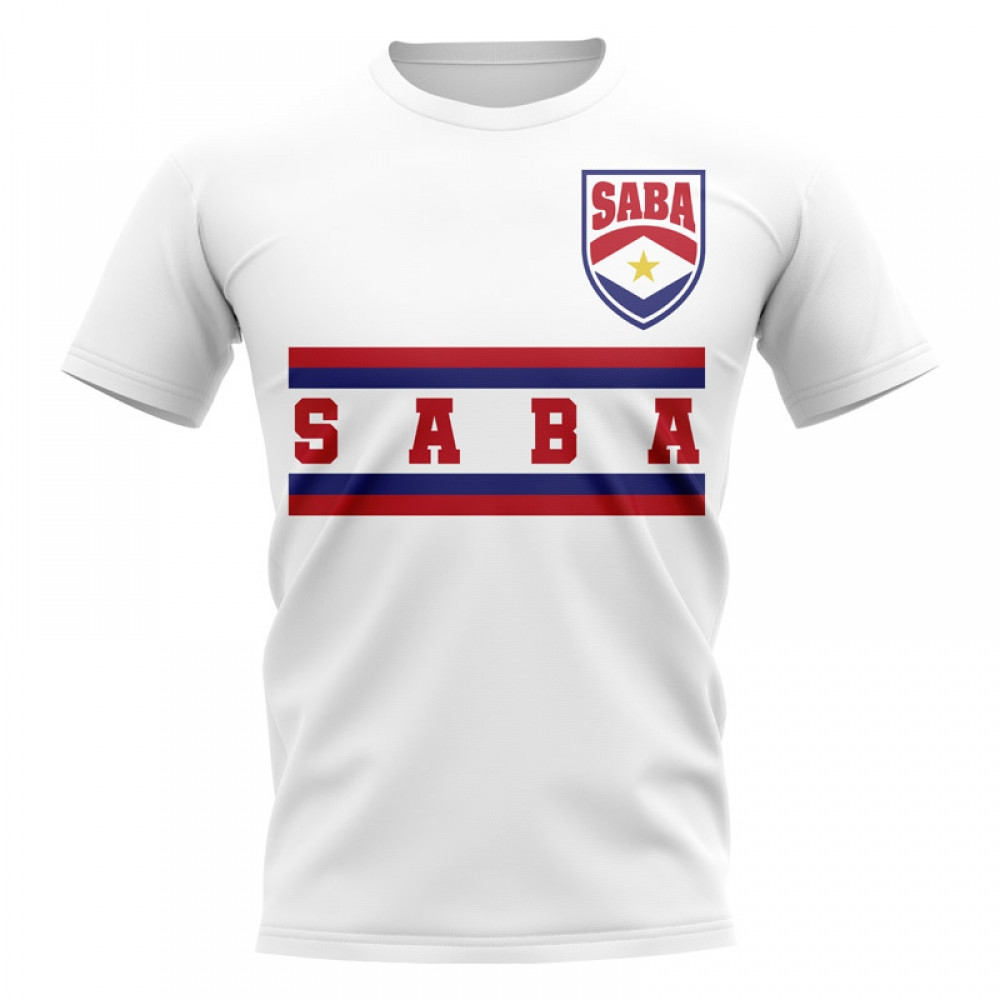 Saba Core Football Country T-Shirt (White) Polyester Cook Islands Uksoccershop Men's White Xxl