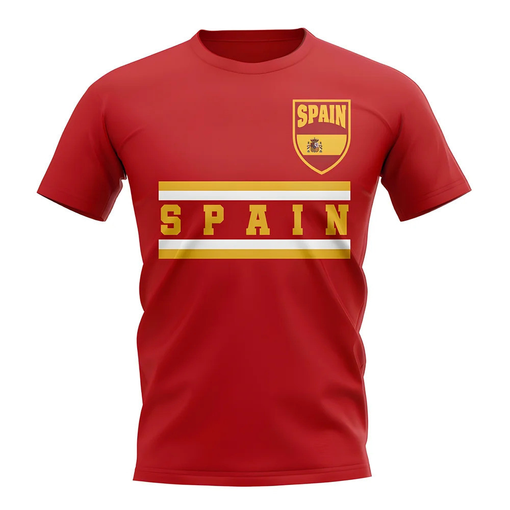 Spain Core Football Country T-Shirt (Red) Polyester Cook Islands Uksoccershop Men's Red Xxl