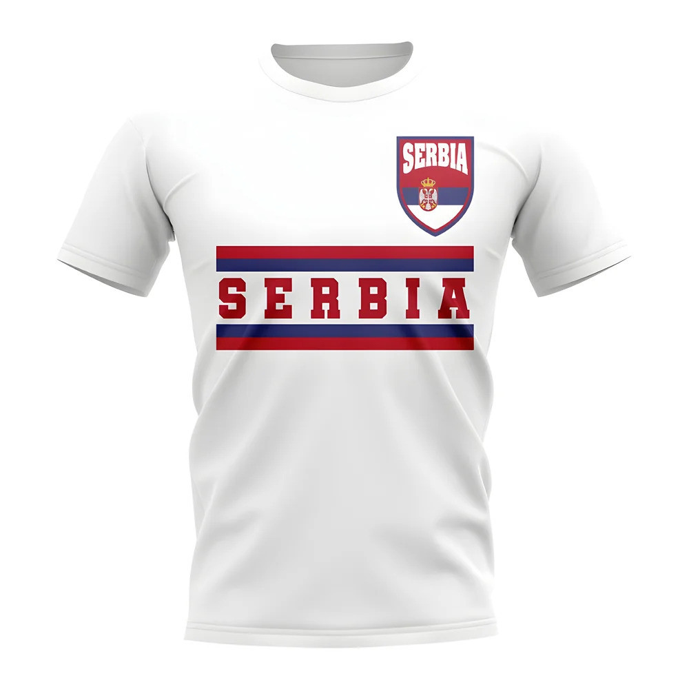 Serbia Core Football Country T-Shirt (White) Polyester Uksoccershop Men's White Extra Small