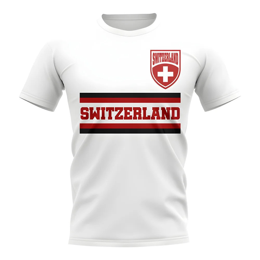 Switzerland Core Football Country T-Shirt (White) Polyester Uksoccershop Men's White Extra Large