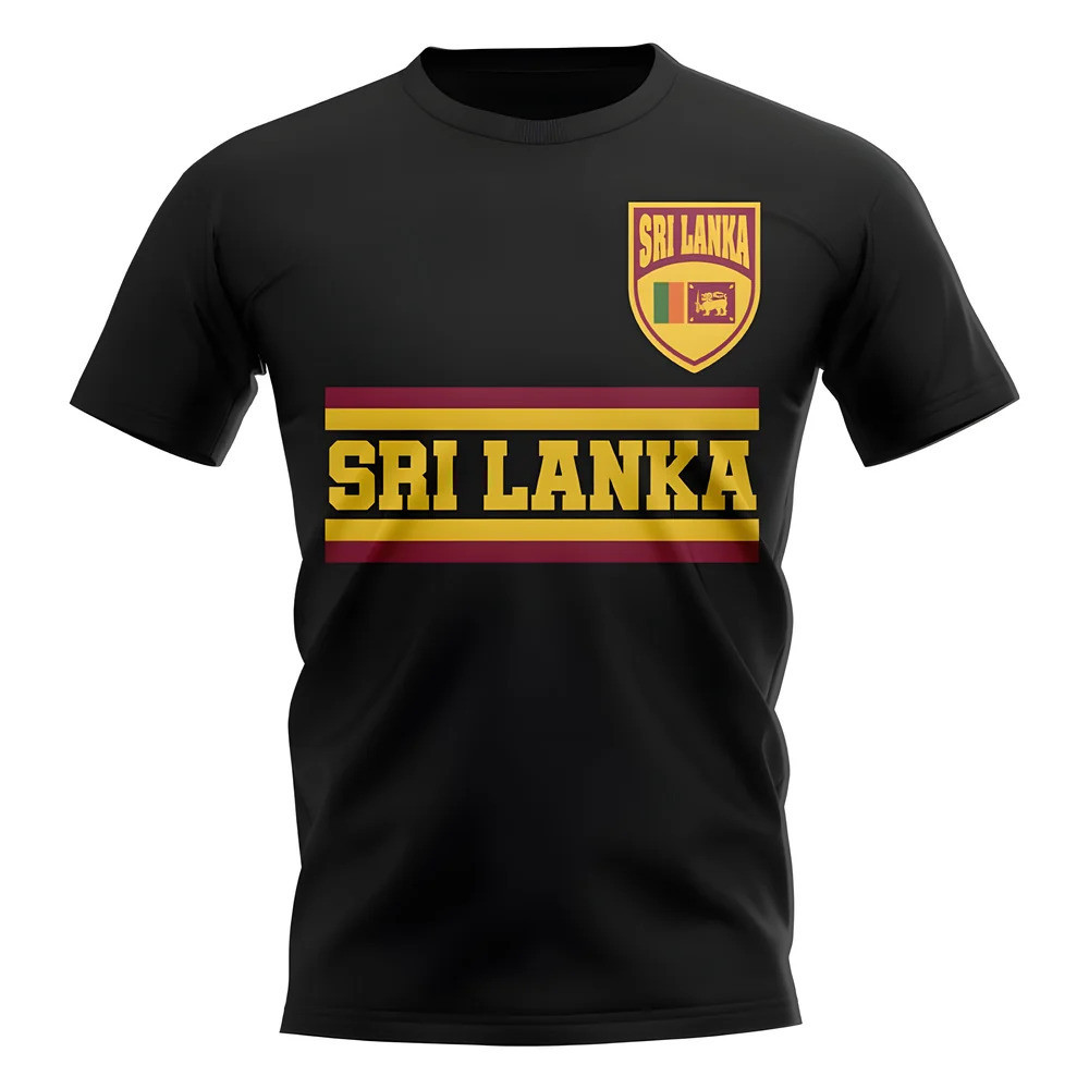 Sri Lanka Core Football Country T-Shirt (Black) Polyester Cook Islands Uksoccershop Men's Black Medium