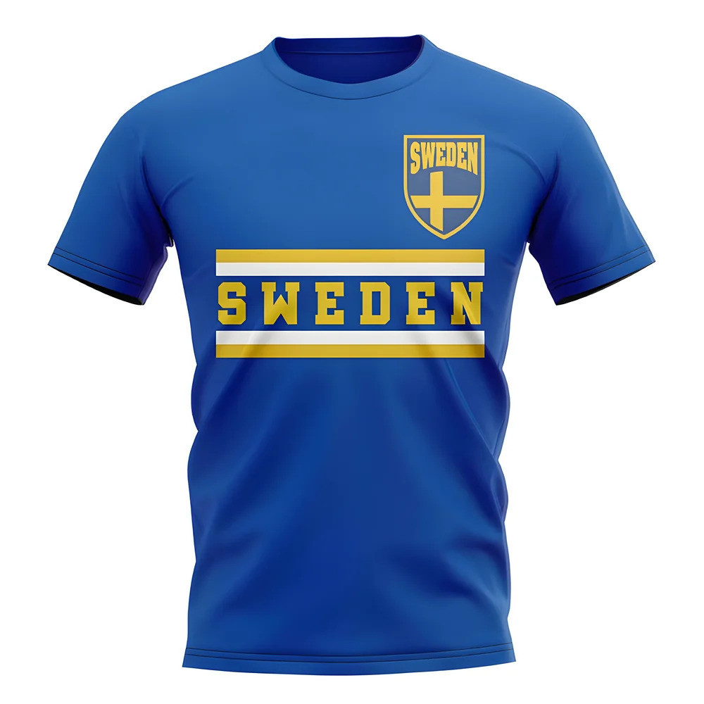 Sweden Core Football Country T-Shirt (Blue) Polyester Uksoccershop Men's Blue Medium