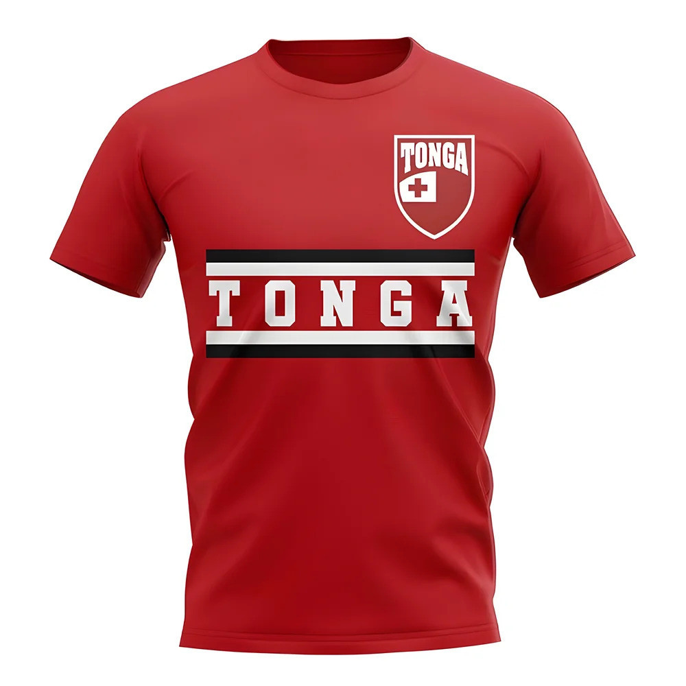 Tonga Core Football Country T-Shirt (Red) Polyester Cook Islands Uksoccershop Men's Red Medium