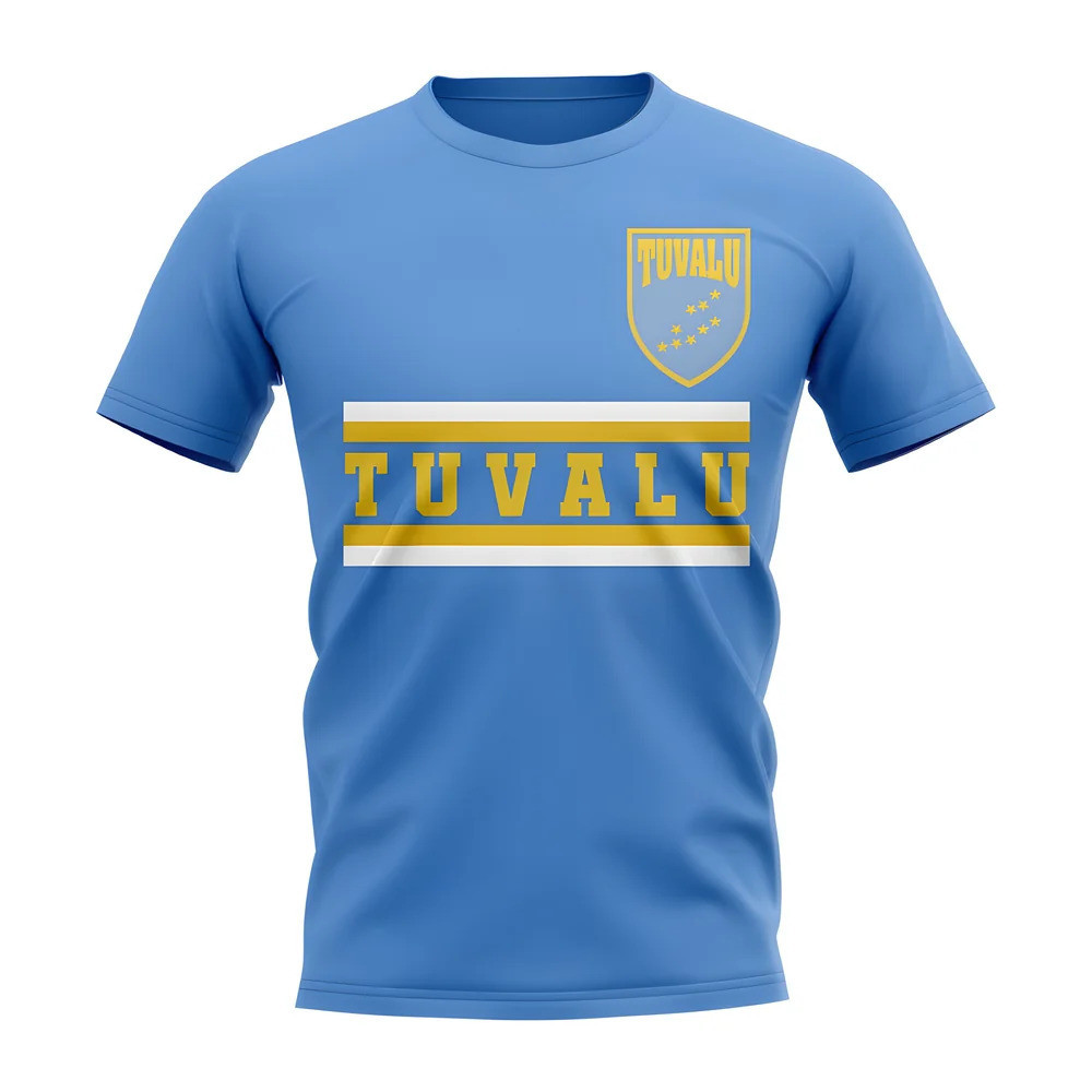 Tuvalu Core Football Country T-Shirt (Sky) Polyester Cook Islands Uksoccershop Men's Sky Blue Extra Small