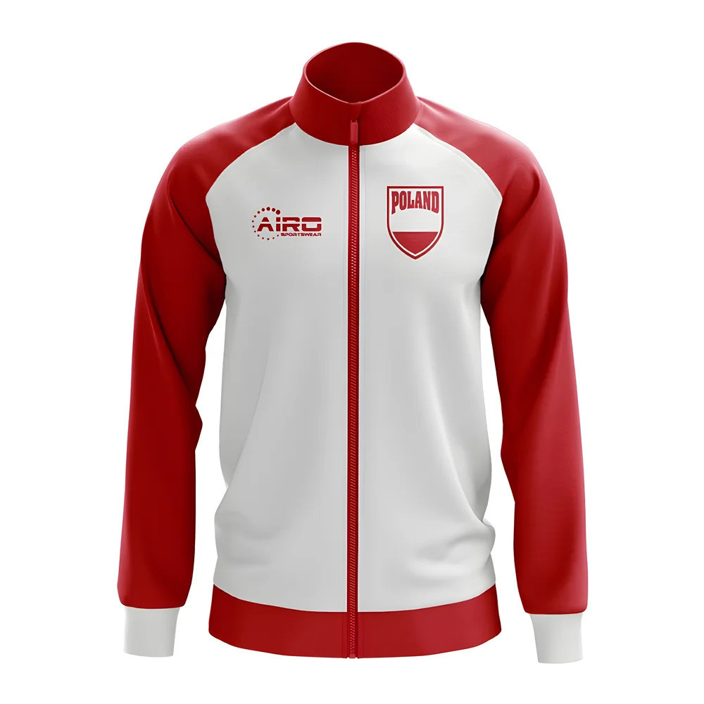Poland Concept Football Track Jacket (White) Polyester Made By: Airo Sportswear Men's White 4XL