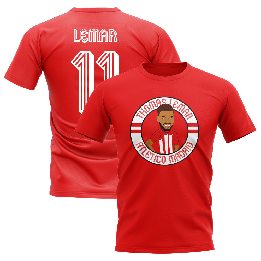 Click to view product details and reviews for Thomas Lemar Atletico Madrid Illustration T Shirt Red.