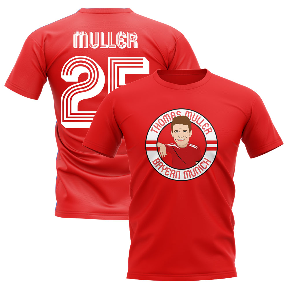 Click to view product details and reviews for Thomas Muller Bayern Munich Illustration T Shirt Red.