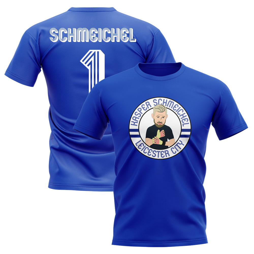 Click to view product details and reviews for Kasper Schmeichel Leicester Illustration T Shirt Blue.