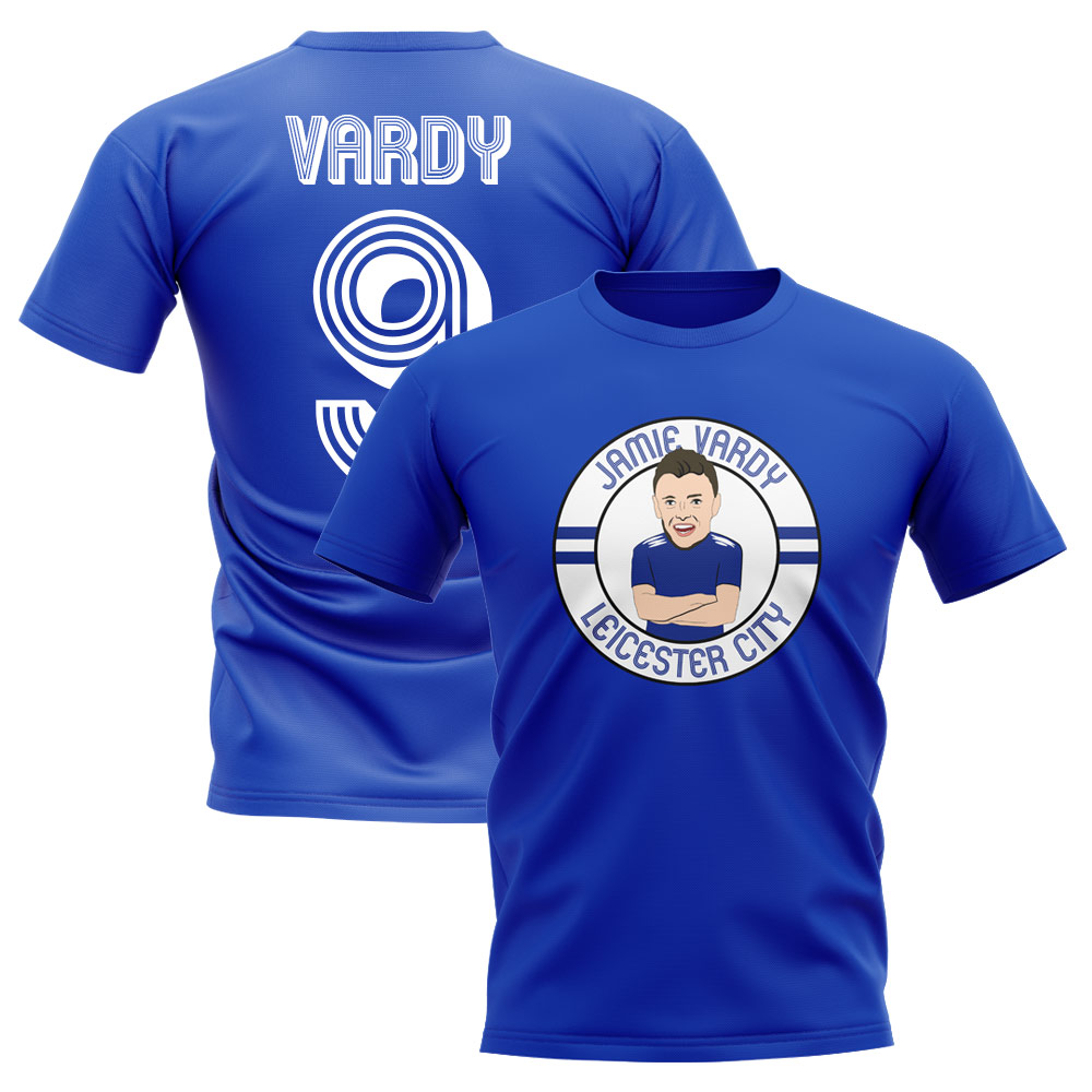 Click to view product details and reviews for Jamie Vardy Leicester Illustration T Shirt Blue.