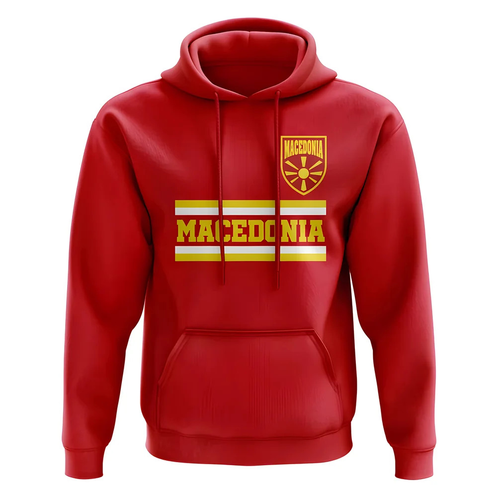 Macedonia Core Football Country Hoody (Red) Polyester Uksoccershop Men's Red Xxl