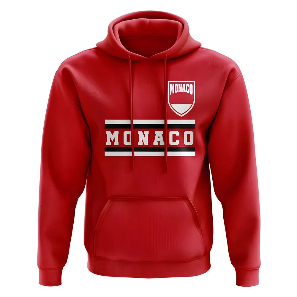 Monaco Core Football Country Hoody (Red) Polyester Uksoccershop Men's Red Medium