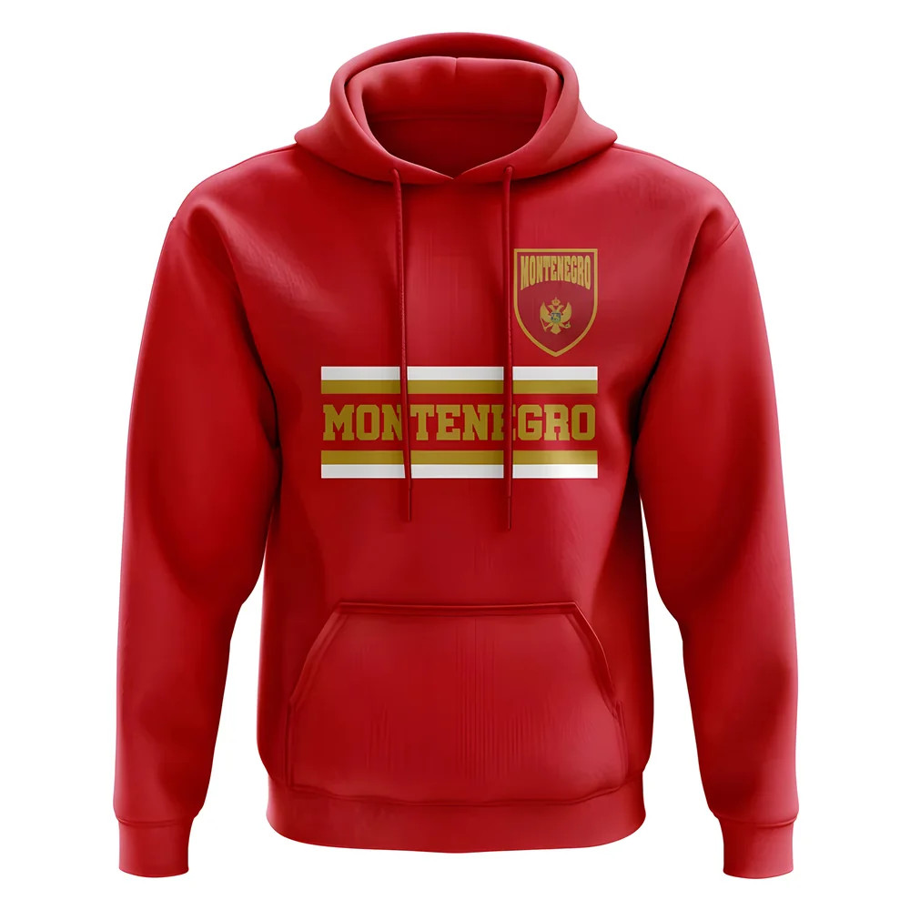 Montenegro Core Football Country Hoody (Red) Polyester Uksoccershop Men's Red Small