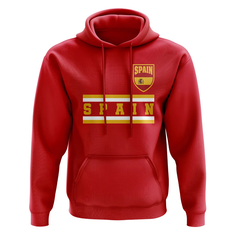 Spain Core Football Country Hoody (Red) Polyester Uksoccershop Men's Red Extra Large