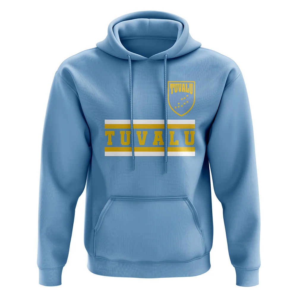 Tuvalu Core Football Country Hoody (Sky) Polyester Newcastle Uksoccershop Men's Sky Blue Extra Large