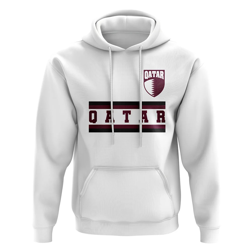Qatar Core Football Country Hoody (White) Polyester Uksoccershop Men's White Medium