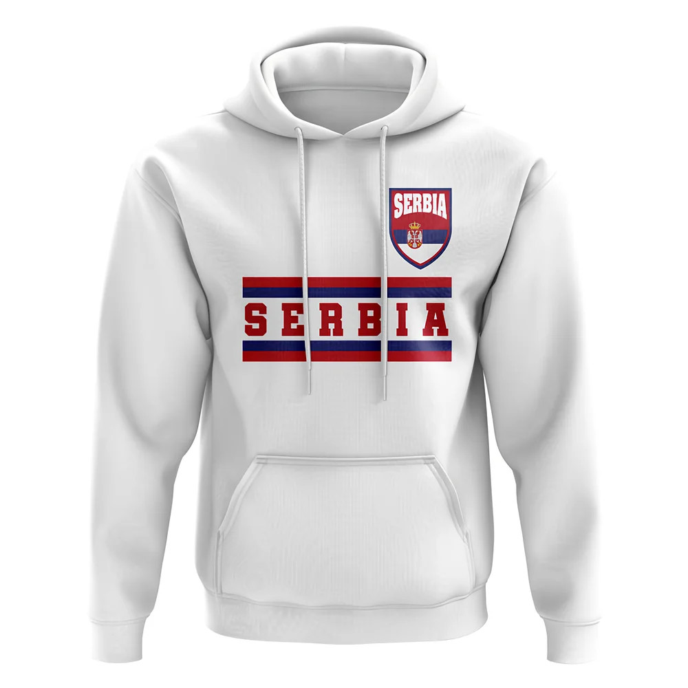 Serbia Core Football Country Hoody (White) Polyester Uksoccershop Men's White Extra Large