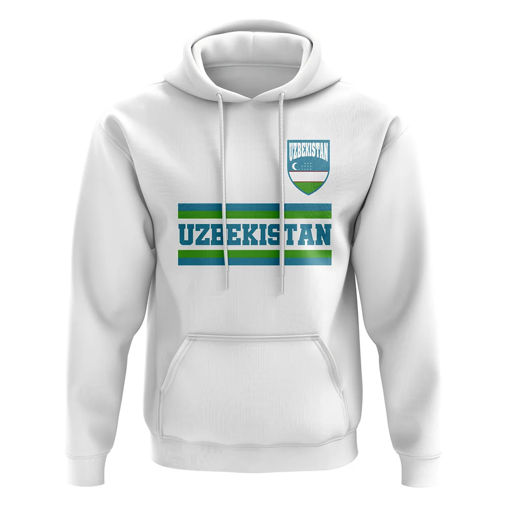 Uzbekistan Core Football Country Hoody (White) Polyester Uksoccershop Men's White Extra Large