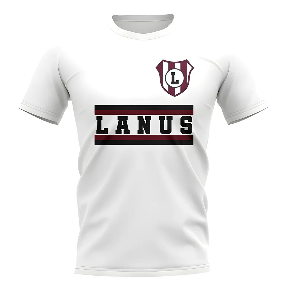 Lanus Core Football Club T-Shirt (White) Polyester Uksoccershop Men's White Large