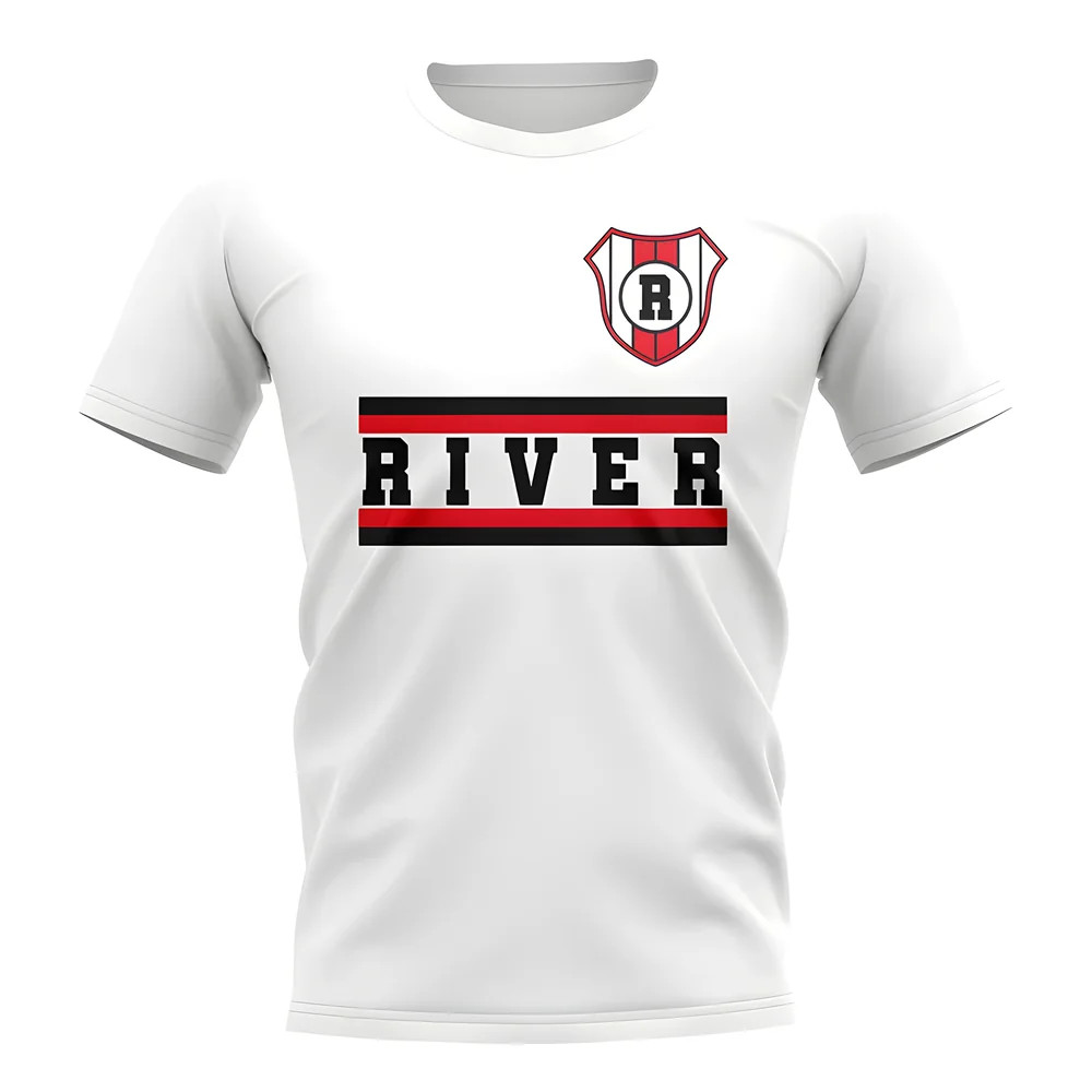 River Plate Core Football Club T-Shirt (White) Polyester Uksoccershop Men's White Medium