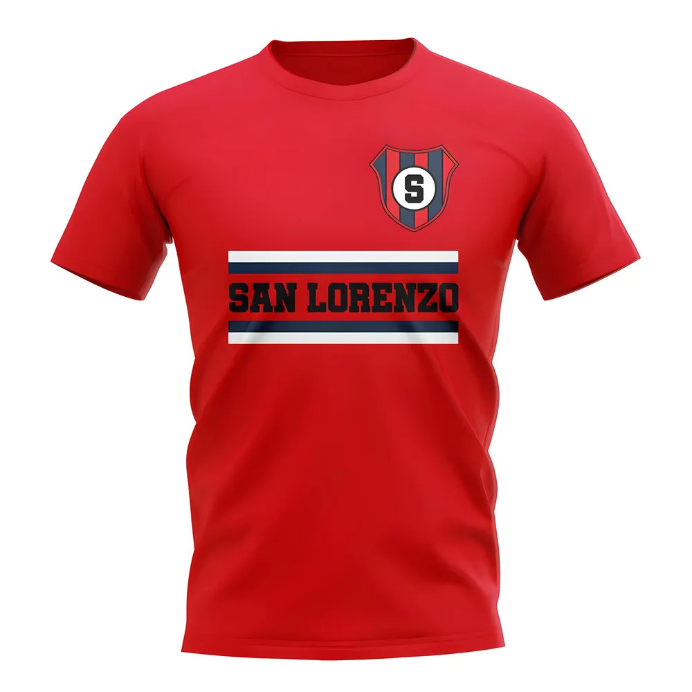 San Lorenzo Core Football Club T-Shirt (Red) Polyester Uksoccershop Men's Red Medium