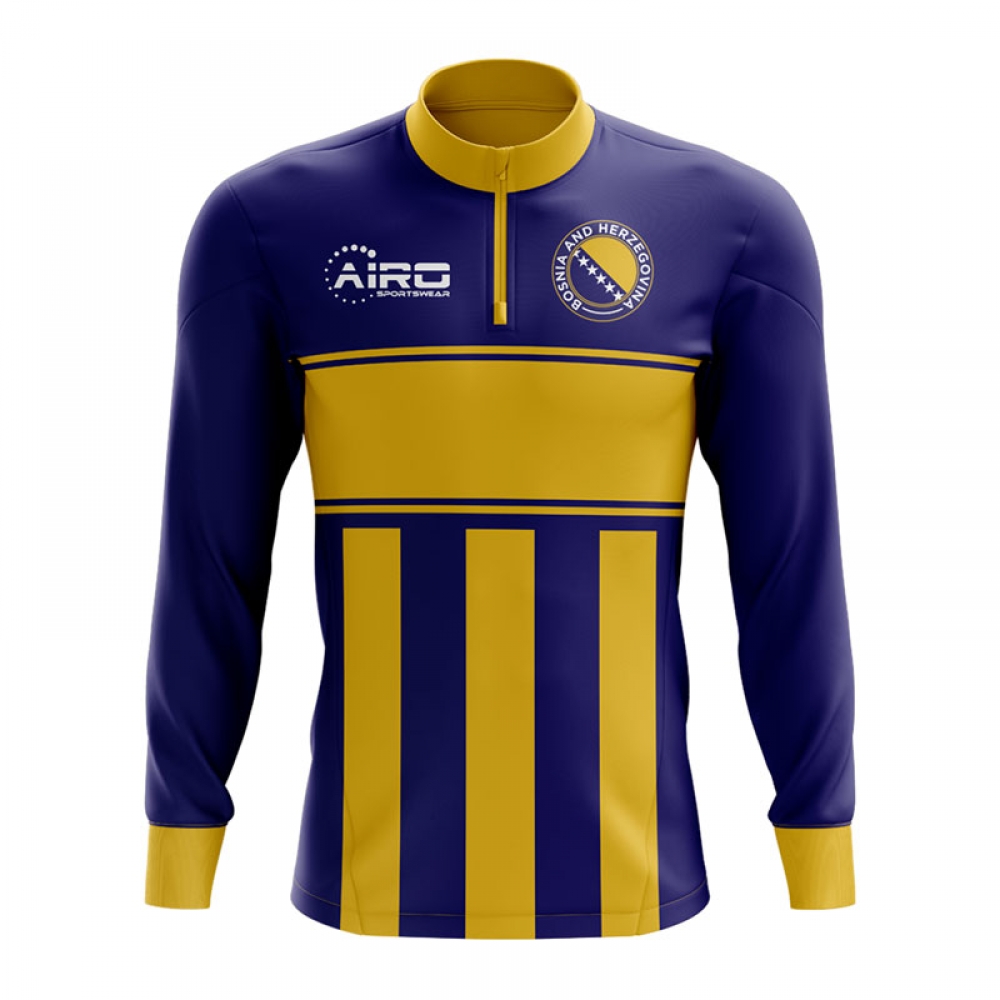 Click to view product details and reviews for Bosnia And Herzegovina Concept Football Half Zip Midlayer Top Blue Yellow.