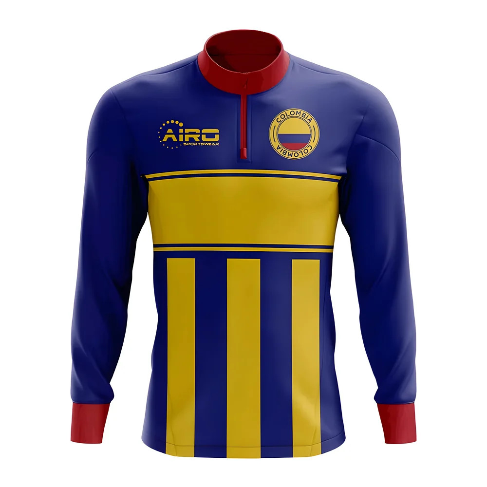 Colombia Concept Football Half Zip Midlayer Top (-Yellow) Polyester Made By: Airo Sportswear Men's Blue 4XL