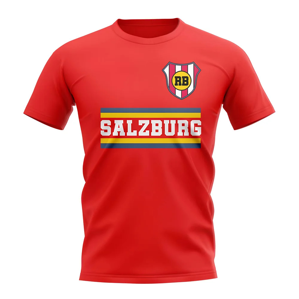 Rb Salzburg Core Football Club T-Shirt (Red) Polyester Bull Salzburg Uksoccershop Men's Red Large