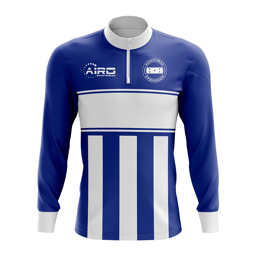Honduras Concept Football Half Zip Midlayer Top (-White) Polyester Azerbaijan Made By: Airo Sportswear Men's Blue 3XL